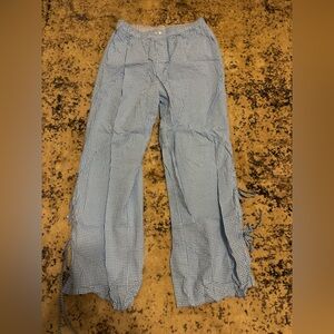 Aerie Blue Checkered Wide Leg Pants